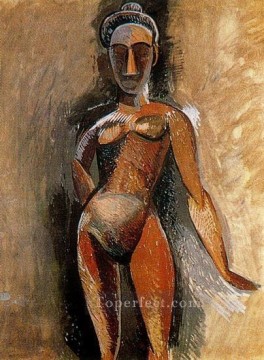 パブロ・ピカソ Painting - 立つ裸婦 1907年 パブロ・ピカソ